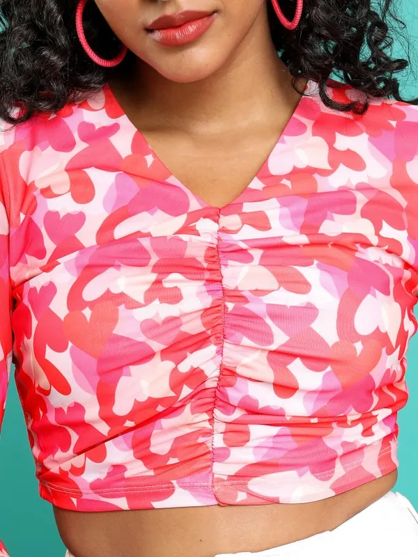  Tokyo Talkies Women Pink Printed Fitted Tops