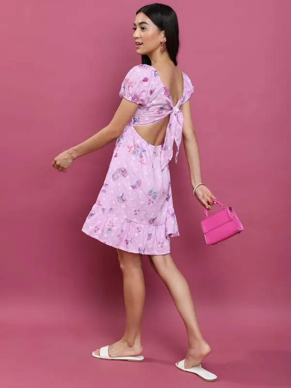  Vishudh Women Pink Printed A-Line Dresses