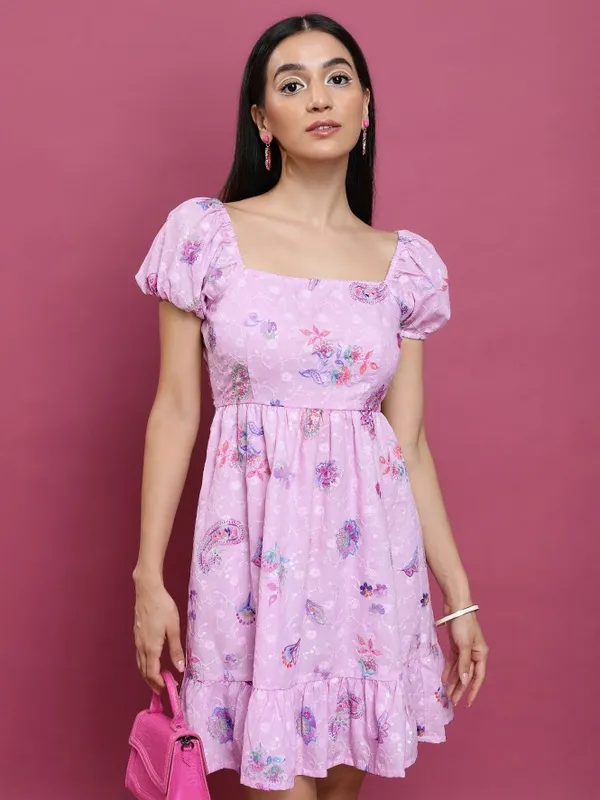  Vishudh Women Pink Printed A-Line Dresses