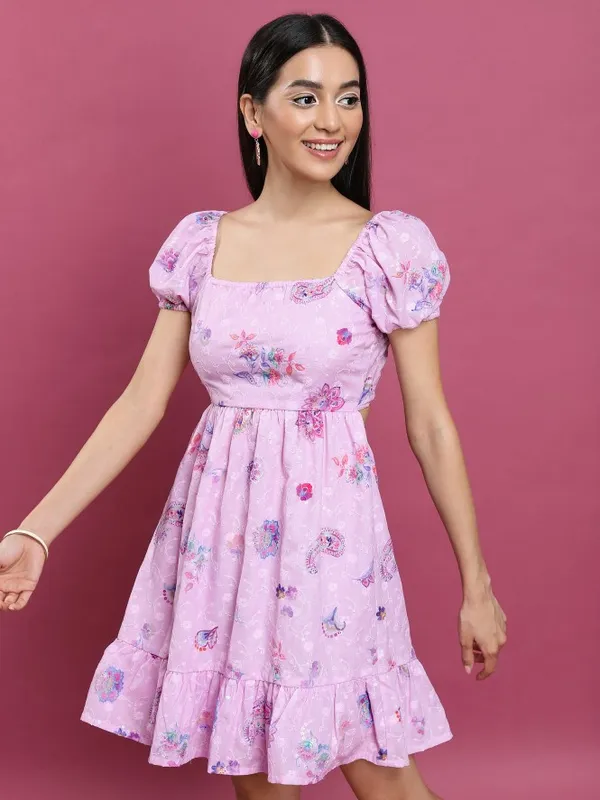  Vishudh Women Pink Printed A-Line Dresses