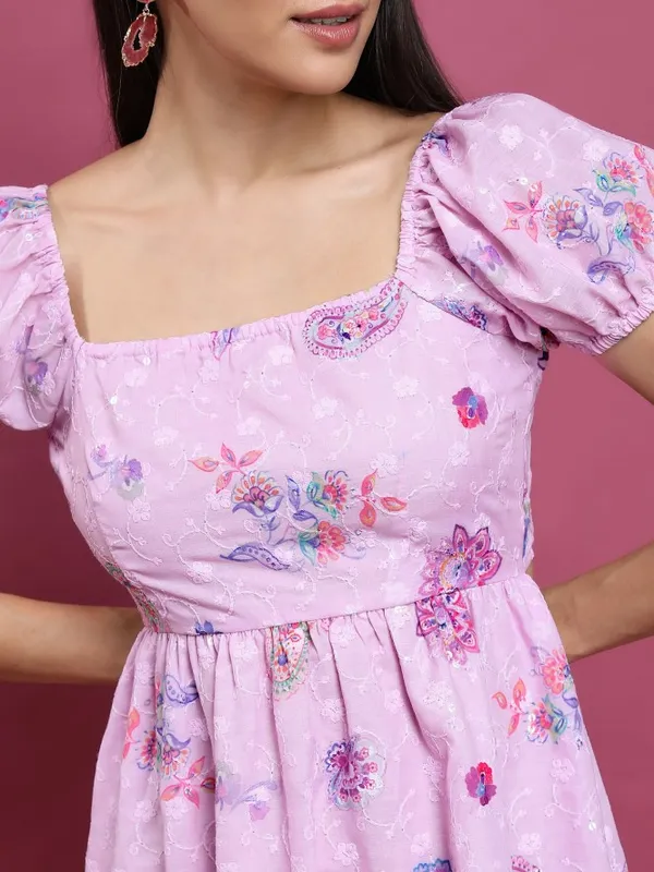  Vishudh Women Pink Printed A-Line Dresses