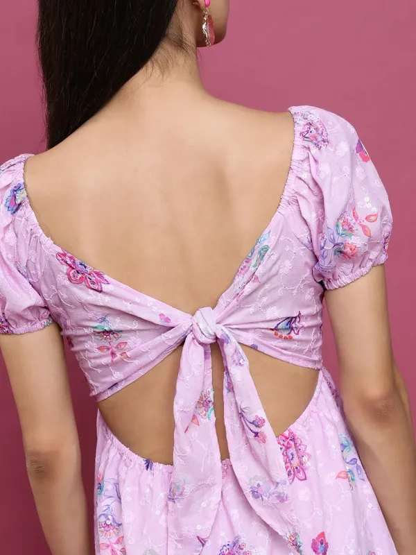  Vishudh Women Pink Printed A-Line Dresses