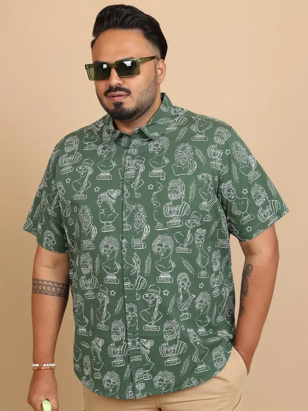  Xtra Ordinary By Highlander Men Green Printed Regular Fit Casual Shirts