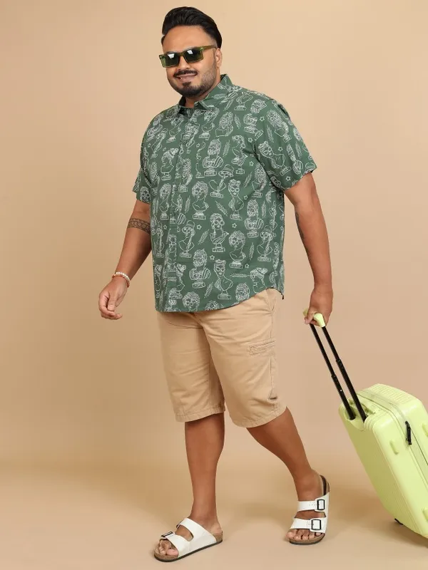  Xtra Ordinary By Highlander Men Green Printed Regular Fit Casual Shirts