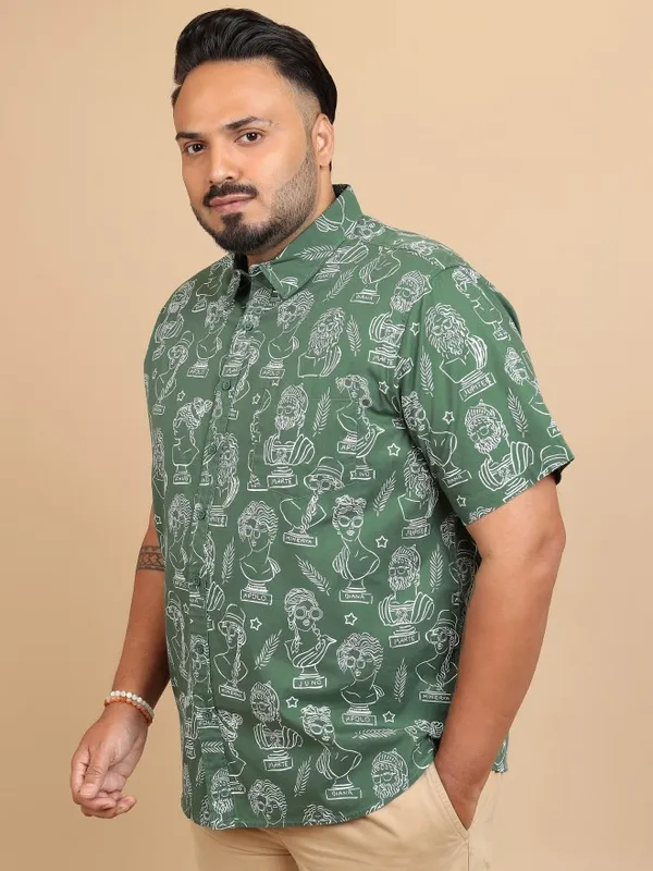  Xtra Ordinary By Highlander Men Green Printed Regular Fit Casual Shirts