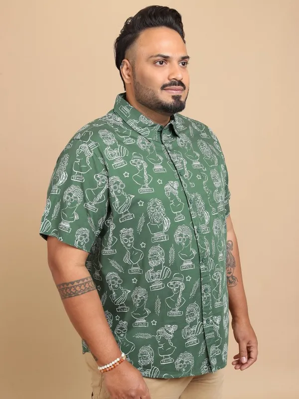  Xtra Ordinary By Highlander Men Green Printed Regular Fit Casual Shirts