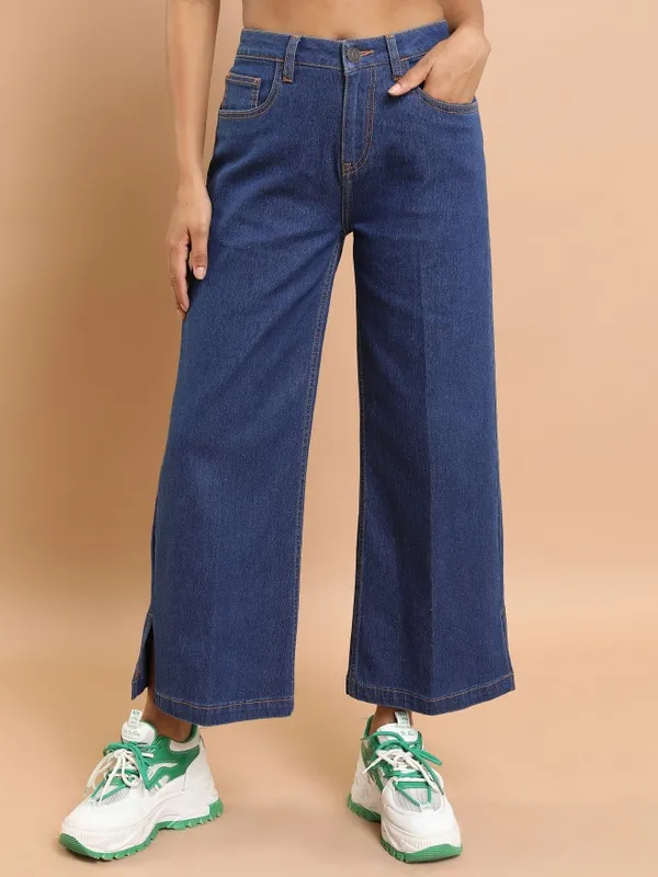Tokyo Talkies Women Blue Wide Leg Stretchable Jeans