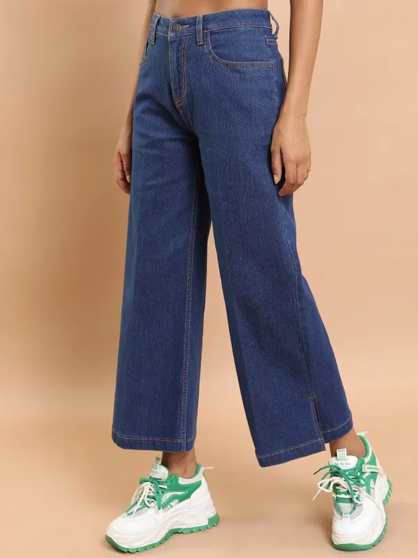 Tokyo Talkies Women Blue Wide Leg Stretchable Jeans