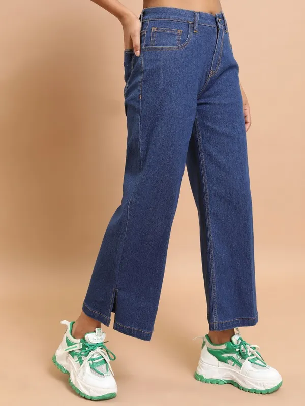 Tokyo Talkies Women Blue Wide Leg Stretchable Jeans