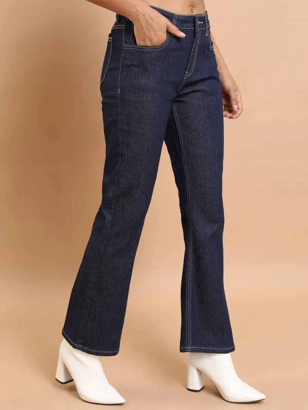 Tokyo Talkies Women Blue Bootcut Stretchable Jeans