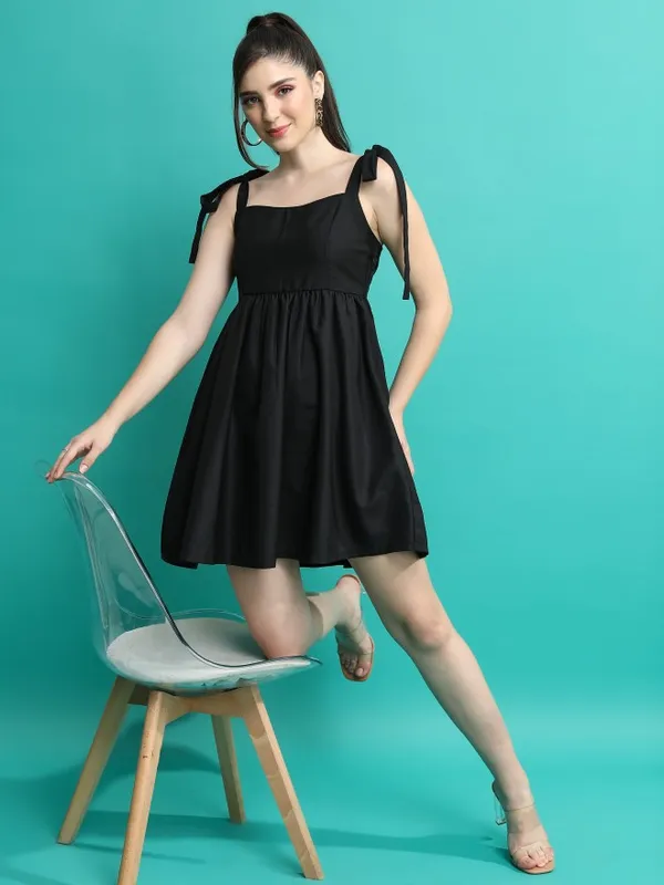  Tokyo Talkies Women Black Solid A-Line Dresses