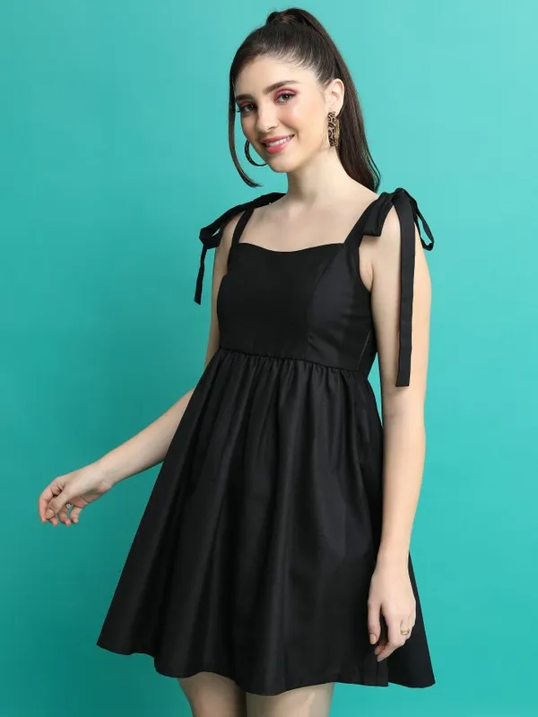  Tokyo Talkies Women Black Solid A-Line Dresses