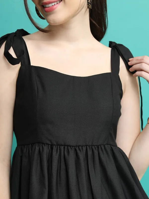  Tokyo Talkies Women Black Solid A-Line Dresses