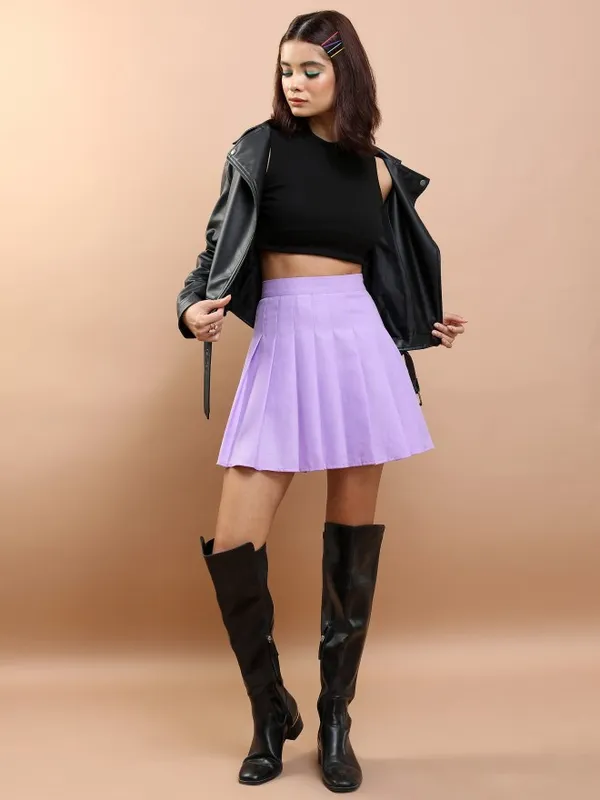Tokyo Talkies Women Purple Mini Skirt