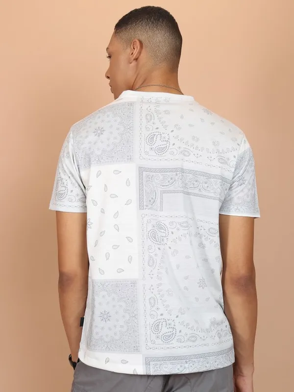 Ketch Men White Printed Round Neck T-Shirts