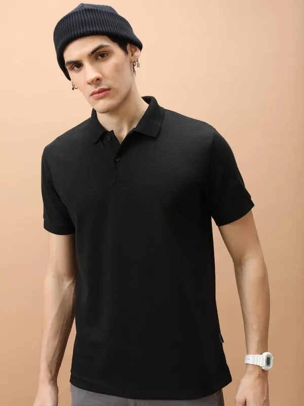 Solid Polo Collar T-Shirt