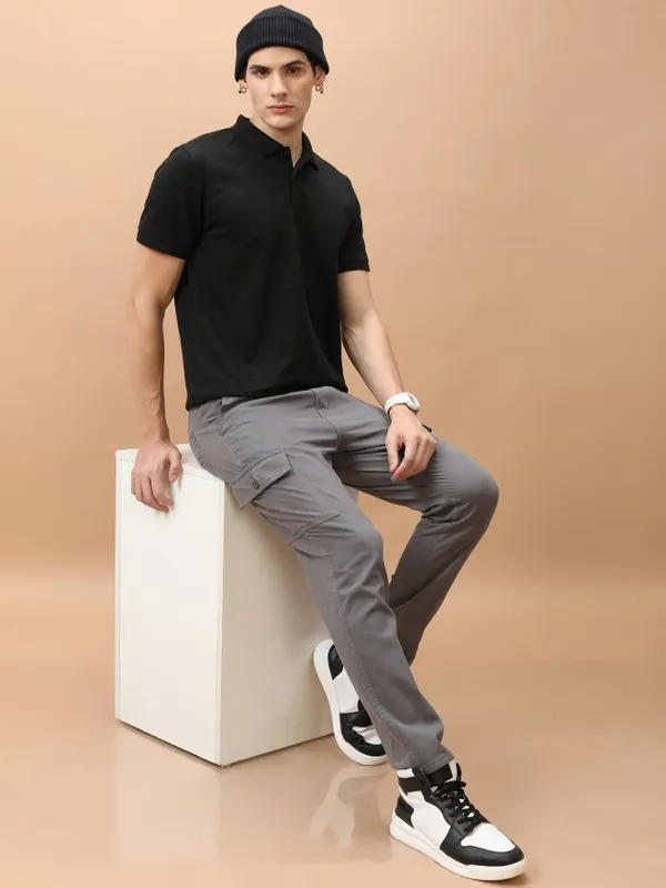 Solid Polo Collar T-Shirt