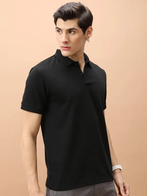 Solid Polo Collar T-Shirt