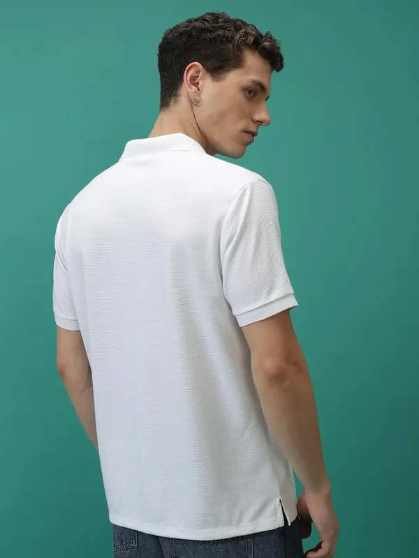  Ketch Men White Solid Polo Collar Polo T-Shirts