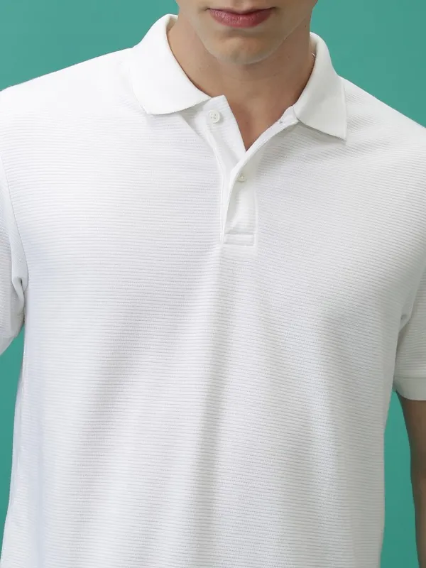  Ketch Men White Solid Polo Collar Polo T-Shirts