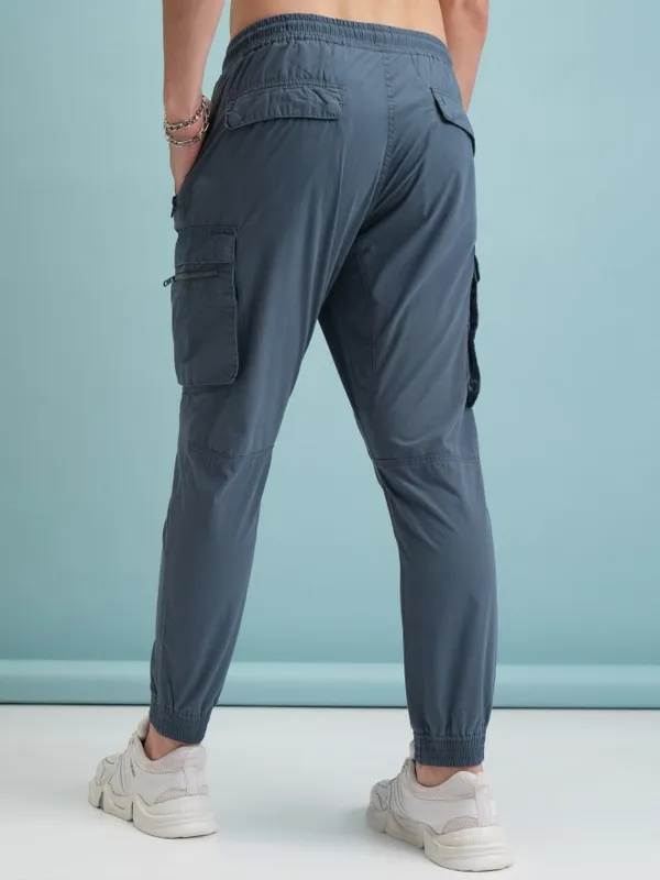  Highlander Men Blue Regular Fit Solid Casual Trousers