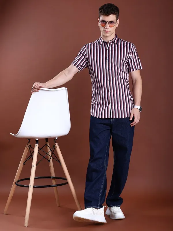  Ketch Men Multi Striped Slim Fit Casual Shirts