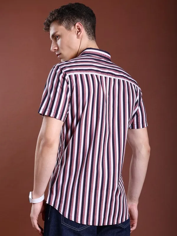 Ketch Men Multi Striped Slim Fit Casual Shirts