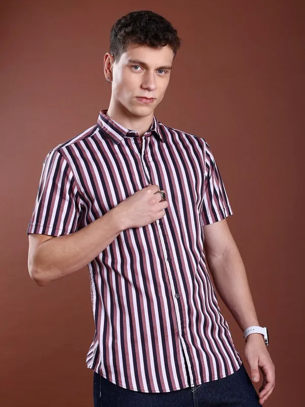  Ketch Men Multi Striped Slim Fit Casual Shirts