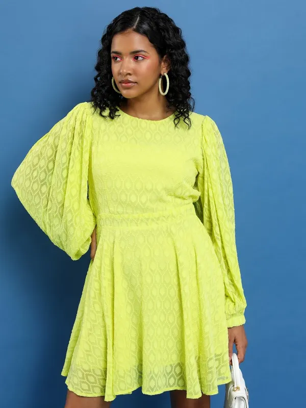 Self Design Fit and Flare Dress