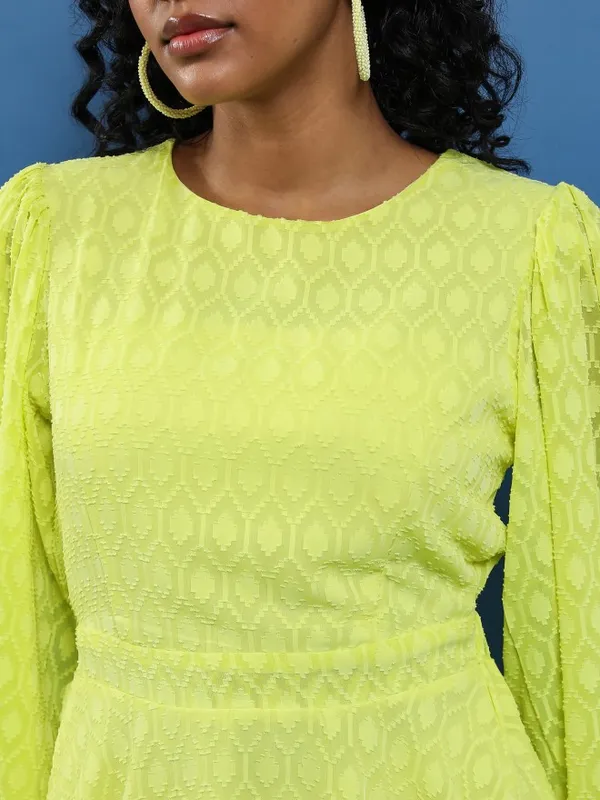 Self Design Fit and Flare Dress