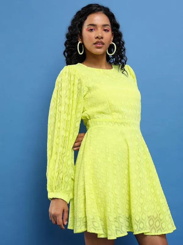 Self Design Fit and Flare Dress