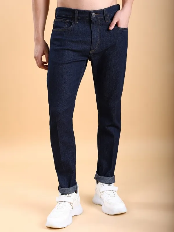  Highlander Men Blue Tapered Fit Clean Look Jeans