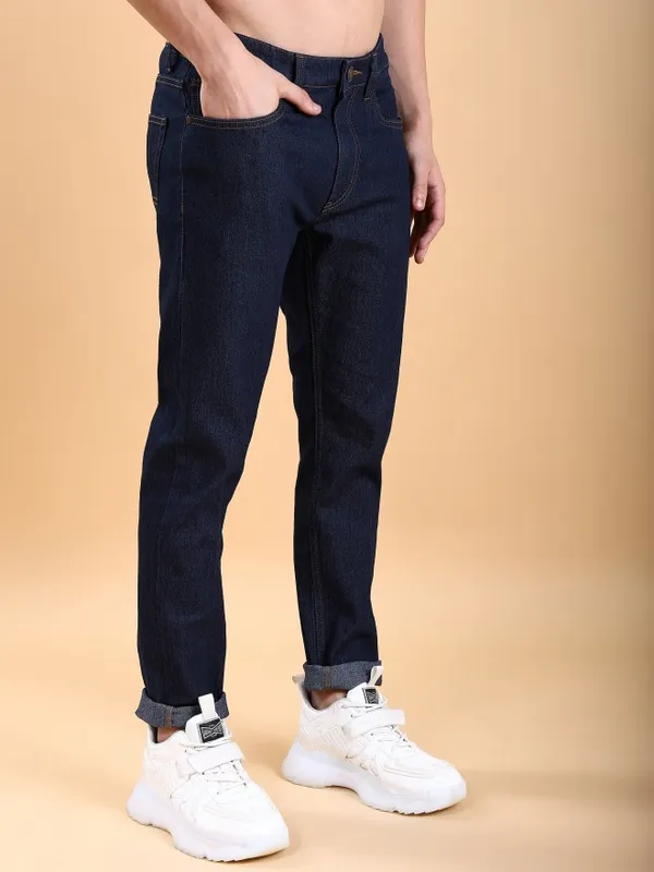  Highlander Men Blue Tapered Fit Clean Look Jeans