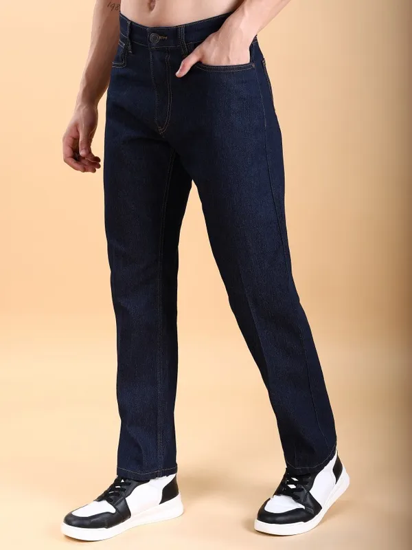  Highlander Men Blue Straight Fit Clean Look Jeans