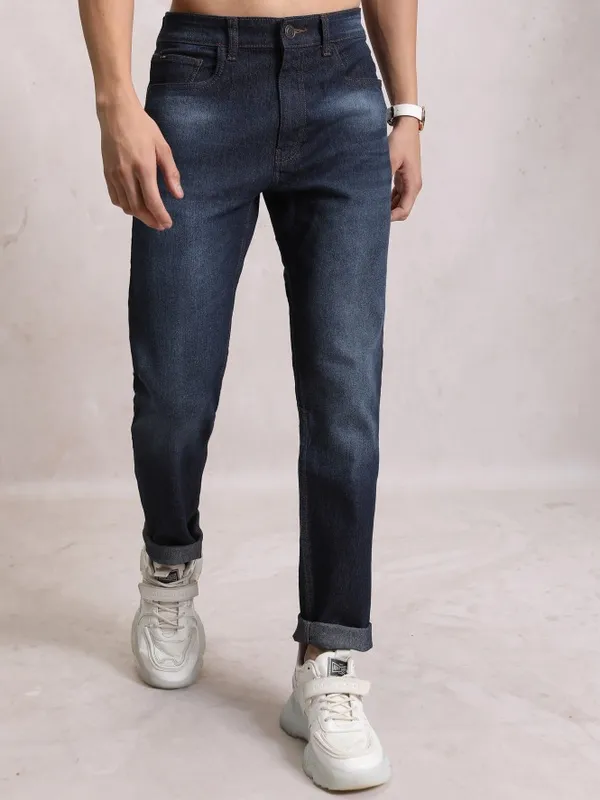  Highlander Men Blue Tapered Fit Clean Look Jeans