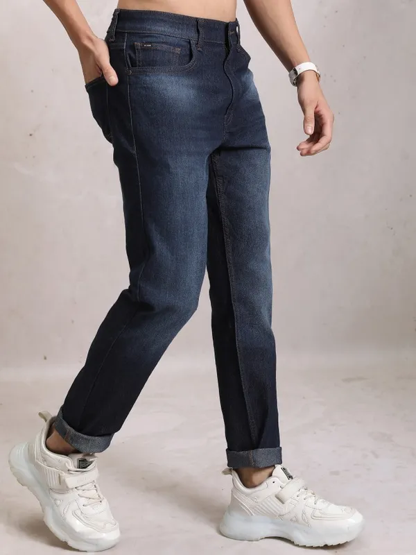  Highlander Men Blue Tapered Fit Clean Look Jeans