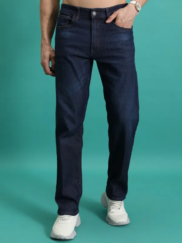  Highlander Men Blue Straight Fit Clean Look Jeans