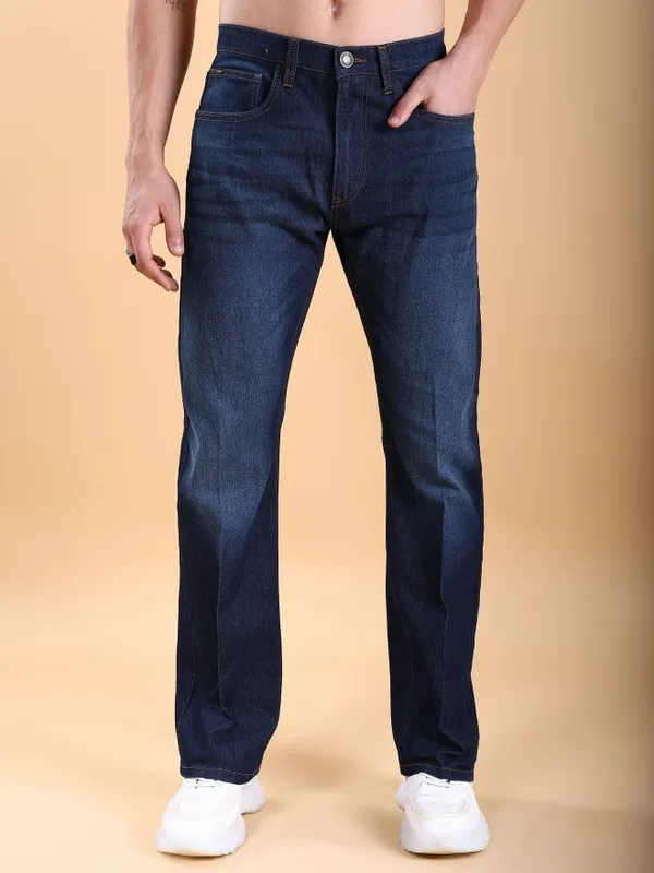  Highlander Men Blue Straight Fit Clean Look Jeans