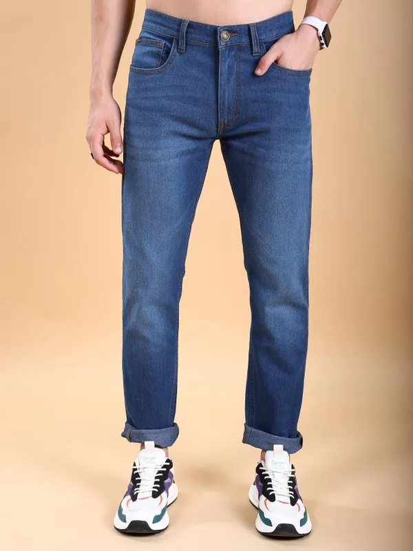  Highlander Men Blue Tapered Fit Clean Look Jeans