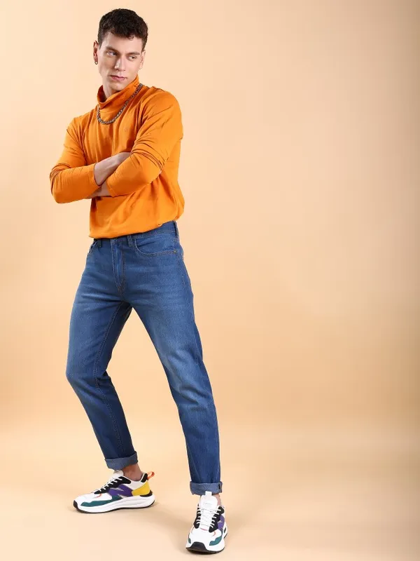  Highlander Men Blue Tapered Fit Clean Look Jeans