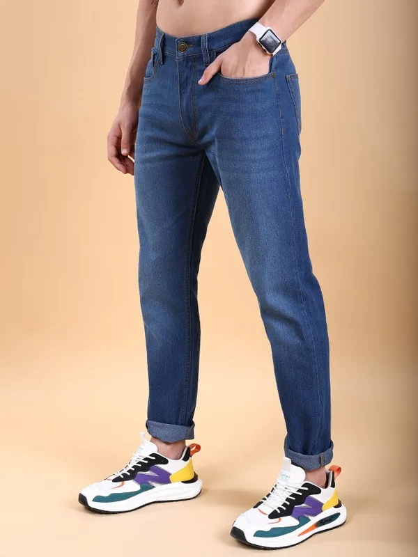  Highlander Men Blue Tapered Fit Clean Look Jeans