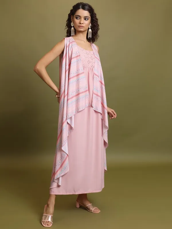  Vishudh  Women Pink Embroidered A-Line Dresses