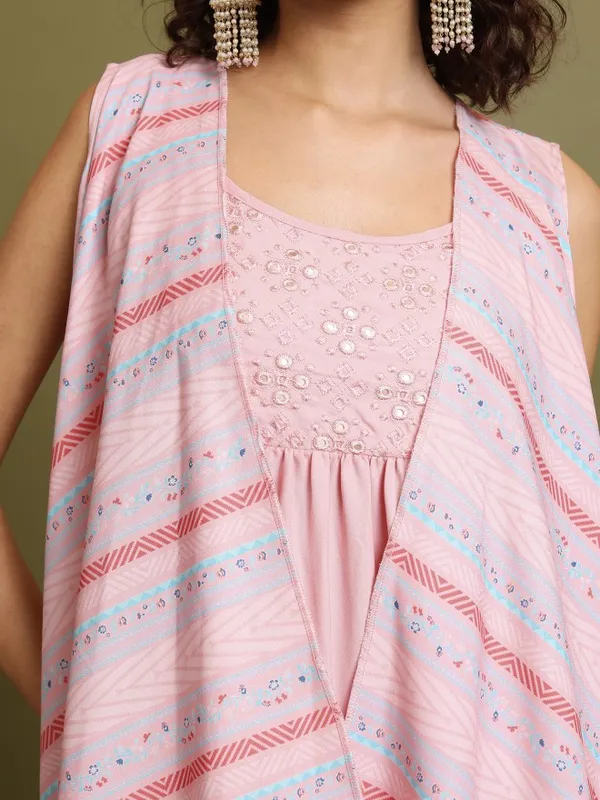  Vishudh  Women Pink Embroidered A-Line Dresses