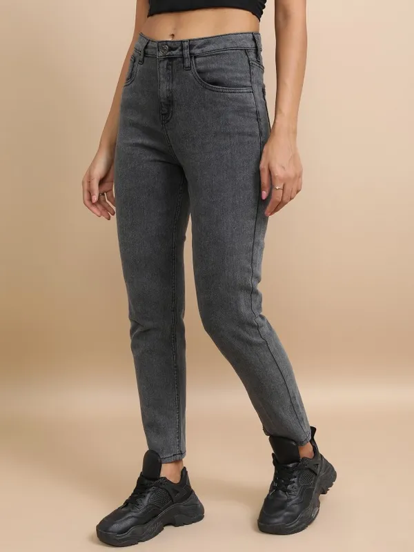 Tokyo Talkies Women Light Grey Skinny Fit Stretchable Jeans