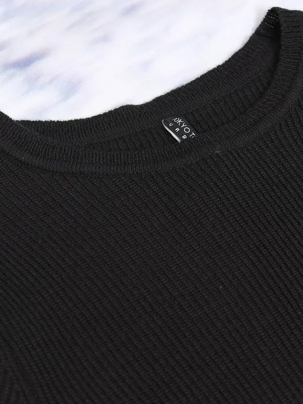  Tokyo Talkies Women Black Round Neck Sweaters