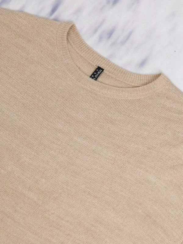  Tokyo Talkies Women Beige Round Neck Sweaters