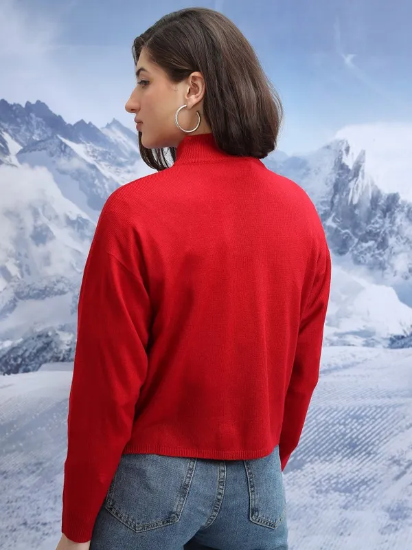  Tokyo Talkies Women Red Turtle Neck Sweaters