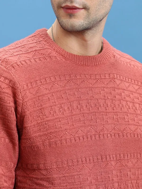  Highlander Men Brown Round Neck Pullover Sweaters