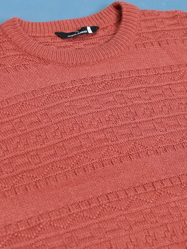  Highlander Men Brown Round Neck Pullover Sweaters