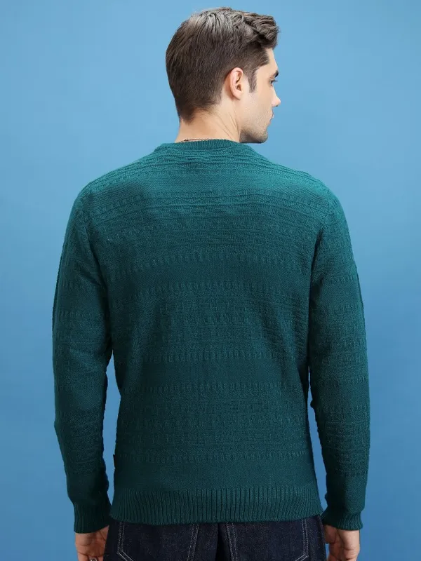  Highlander Men Teal Round Neck Pullover Sweaters